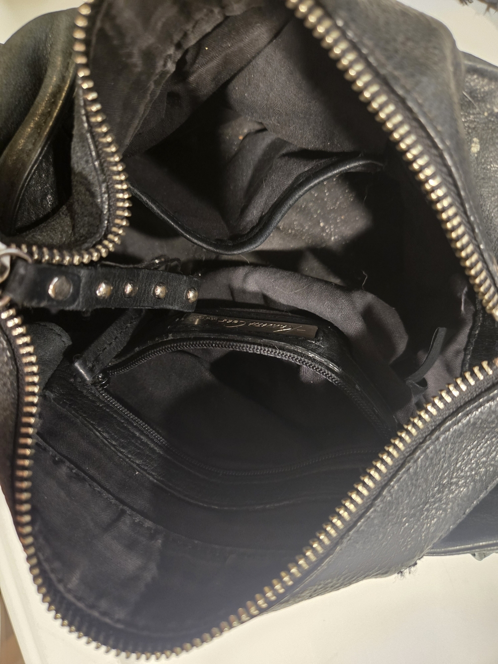 Kenneth Cole Black Leather Studded Small Hobo - Picture 4 of 5